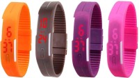 Omen Led Magnet Band Combo of 4 Orange, Brown, Purple And Pink Digital Watch  - For Men & Women   Watches  (Omen)