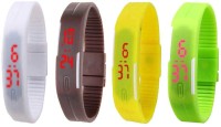 NS18 Silicone Led Magnet Band Combo of 4 White, Brown, Yellow And Green Digital Watch  - For Boys & Girls   Watches  (NS18)