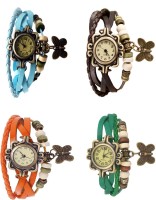 Omen Vintage Rakhi Combo of 4 Sky Blue, Orange, Brown And Green Analog Watch  - For Women   Watches  (Omen)