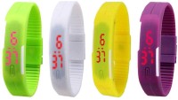 Omen Led Magnet Band Combo of 4 Green, White, Yellow And Purple Digital Watch  - For Men & Women   Watches  (Omen)
