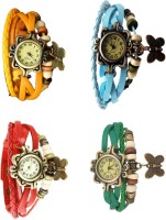Omen Vintage Rakhi Combo of 4 Yellow, Red, Sky Blue And Green Analog Watch  - For Women   Watches  (Omen)