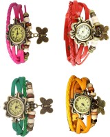 Omen Vintage Rakhi Combo of 4 Pink, Green, Red And Yellow Analog Watch  - For Women   Watches  (Omen)
