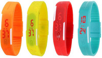 View Omen Led Magnet Band Combo of 4 Orange, Yellow, Red And Sky Blue Digital Watch  - For Men & Women Wrist Watches Price Online(Omen)