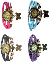 Omen Vintage Rakhi Combo of 4 Pink, Black, Sky Blue And Purple Analog Watch  - For Women   Watches  (Omen)