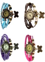 Omen Vintage Rakhi Combo of 4 Sky Blue, Purple, Brown And Pink Analog Watch  - For Women   Watches  (Omen)