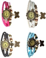 Omen Vintage Rakhi Combo of 4 Pink, Black, White And Sky Blue Analog Watch  - For Women   Watches  (Omen)