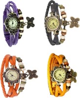 Omen Vintage Rakhi Combo of 4 Purple, Orange, Black And Yellow Analog Watch  - For Women   Watches  (Omen)