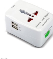 View Outre All in One Universal International Travel AC Power Round Charger AU US UK EU converter Plug With 2 usb port Worldwide Adaptor(White) Laptop Accessories Price Online(Outre)
