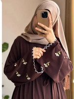 Queen hijab Polycotton Solid Burqa(Brown)