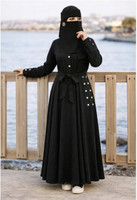 MIRDRESSES Cotton Blend Solid Abaya With Hijab(Black)