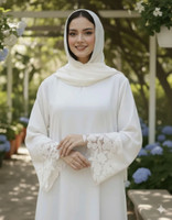 easyway Cotton Silk Abaya With Hijab(White)