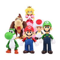 RVM Toys Set of 6 Super Mario Brothers Luigi Action Figure 14-11 cm Collectible Table Toy(Multicolor)