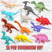 taka saki Dinosaur toy set for kids mini small plastic rubber animal action figure model(Multicolor)