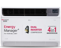 LG 2025 ModelConvertible 4-in-1 Cooling 1.5 Ton 3 Star Window Dual Inverter with Energy Manager+,Voice Control, 4 Way Air Swing & HD Filter AC with Wi-fi Connect  - White(UW-Q18WWXA, Copper Condenser)
