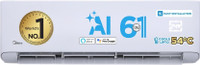 Midea 2025 Model 6 in 1 Convertible Cooling AI+ 1.5 Ton 5 Star Split Inverter KW Display,PM 2.5 Filter,4 Way Swing ,Santis Pro-X RYL AC with Wi-fi Connect  - White(MAI20SP5R35W0, Copper Condenser)
