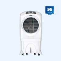Symphony 95 L Desert Air Cooler(White, Mastercool 95 XL With 3-side cooling pads & Auto Louver movement)