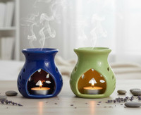 DEVERAUX lemon grass Diffuser Set blue and green ceramic candle diffuser set(10 ml)
