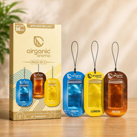 Airganic Aqua, Lemon & Musk Car Freshener Blocks Aroma Hanging POD Membrane Gel Car Perfume | Aqua, Lemon & Musk Fragrance | Long Lasting Car Air Freshener Upto 90 days| Pack of 3(3 x 7.5 ml)