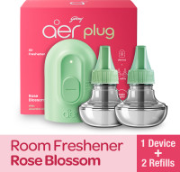 Godrej Aer Plug - Rose Blossom Refill Device + 2 Refills Electric Air Freshener(2 x 25 ml)