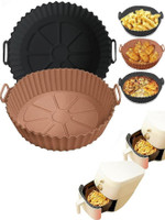 Seseno Pack of 2 brown and black Perfect Fries Silicone Air Fryer Basket Airfryer Tray