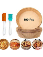 Ipsit 100PCS Fryer-Paper Disposable Paper, Baking Paper & Oil-proof with Oil Brush Airfryer Tray