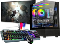 Groovi Gaming Computer 3.4GHZ Core i7 (7th Gen) (16 GB DDR4/2 TB/256 GB SSD/Windows 11 Home/4 GB/22 Inch Screen/GAMING KEYBOARD AND MOUSE/SPEAKER/4GB NVIDIA GRAPHIC CARD WITH SPEAKER) with MS Office(Black)