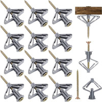 Satco Plasterboard Fixings Anti Rotate Drywall Anchor Kit Butterfly Pack Of 10 Toggle Wing Bolts(5 cm)