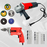 Hillgrove HGCM968M3 4"inch Angle Grinder with 10mm Power Drill Machine and 5Pcs Wheels Angle Grinder(100 mm Wheel Diameter)