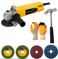RanPra 4INCH ANGLE GRINDER WITH SAFETY GLOVES & CLAW HAMMER Angle Grinder(100 mm Wheel Diameter)