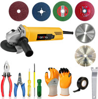 RanPra 4 INCH ANGLE GRINDER| 6 HAND TOOL| 1 TCT | 1 DIAMOND| 2 CUTTING WHEEL| 2 REGMAL Angle Grinder(100 mm Wheel Diameter)