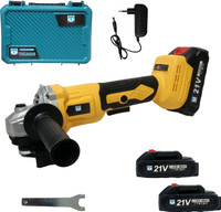 Hakimi 100mm Cordless Angle Grinder 21V Brushless Motor 3 Speed Two Batteries Angle Grinder(110 mm Wheel Diameter)