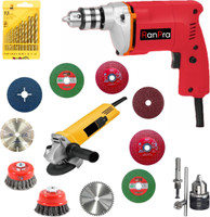 RanPra COMBO OF 4 INCH ANGLE GRINDER AND 10MM DRILL MACHINE WITH 13PCS DRILL BIT SET Angle Grinder(100 mm Wheel Diameter)