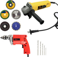 Hillgrove HGM900M3 4"inch Angle Grinder with 10mm Power Drill Machine and 5Pcs Wheels Angle Grinder(100 mm Wheel Diameter)