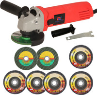 Digital Craft Angle Grinder 6100 Red,5Pc 4"Inch Flap Disc,2Pc 4"Inch Cutting Wheel Angle Grinder(100 mm Wheel Diameter)