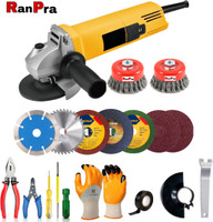 RanPra 4 INCH ANGLE GRINDER WITH 8 CUTING WHEEL 2 CUP BRUSH AND 6 HAND TOOL Angle Grinder(100 mm Wheel Diameter)