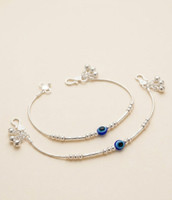 Trend step Trendy Evil eye silver anklet for women or girls Copper Anklet(Pack of 2)