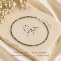 MARMORIS ECOM Natural Raw Pyrite Anklet 2mm Beaded Money Magnate payals for women Crystal Anklet