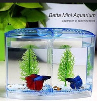 Animaux Double House Betta Small for Fighter Fish Rectangle Aquarium Tank(1 L)