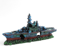 HANNEA Vintage Resin Sunken Warship Decor Bowfront Aquarium Tank(0 L)