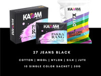 KADAM Fabric Dye Colour, Shade 27 Jeans Black, Pack of 10 Single Color Pouches
