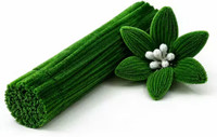KHUSHA CREATIONS Pack of 100 Green Pipe Cleaners Craft Sticks Soft Chenille Stems for DIY Flower