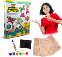 Ekta 3D Wooden Magnets DIY Craft Kit Creative Educational Make & Paint Kit for Kids