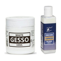 LITTLE BIRDIE Acrylic Gesso Finish Paint, White 100ml,Gloss Decor Varnish, 100ml(Pack of 2) Gloss Varnish(100 ml)