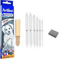 Artline Lico Love Art Sketching Pencil Pack of 6 with 6 Blending Stump + 1 Sandpaper Strip and 1 Kneadable Eraser