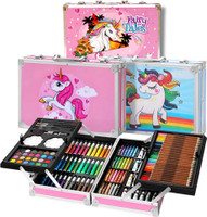Adoere Deluxe Art Kit Supplies Portable Great Gift Set 145Pcs Unicorn Gift for Painting