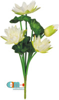 OM COLLECTIONS Artificial Lotus flower White Lotus Artificial Flower(20.4 inch, Pack of 1, Flower Bunch)