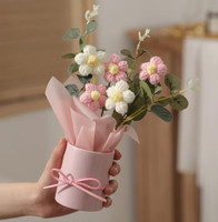 LANLOY Crochet Bouquet | Handmade Knitted Flowers for Decor & Gifting Multicolor Daisy Artificial Flower  with Pot(26 cm, Pack of 1, Flower Bunch)