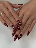 Slay On Designer Abs Plastic Artificial Nails Dark Red(Pack of 24)
