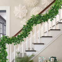 Gsdecoration 8ft Set of 3 Artificial Money Plant Vine,For|Home|Office|Garden|Decoration Bonsai Artificial Plant(218 cm, Green)