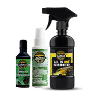 amwax ALL IN ONE POLISH, AIR FRESHNER, WASH N WAX SHAMPOO, DASHBOARD POLISH, APPLICATOR Combo